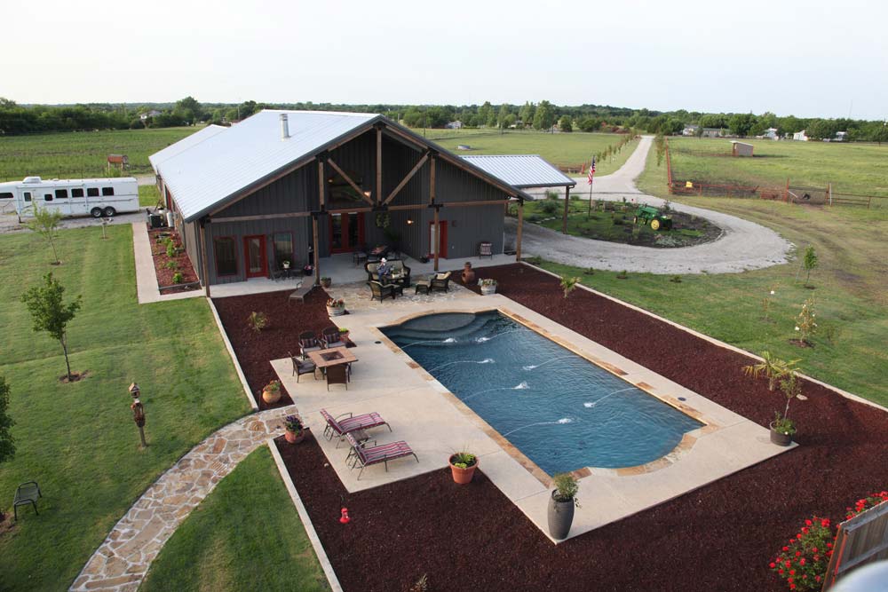 Metal Building Home with a Pool