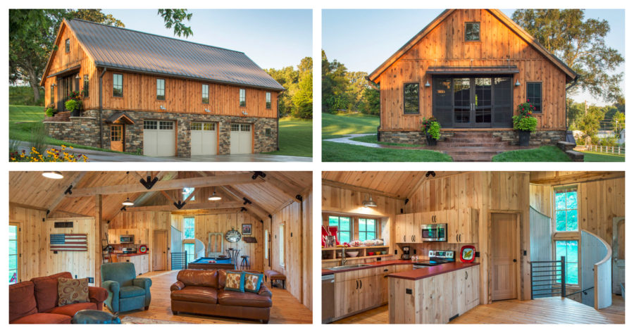 Barn Home features open living space with a 3 car garage below