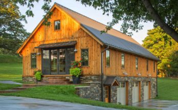 Barn Home features open living space with a 3 car garage below