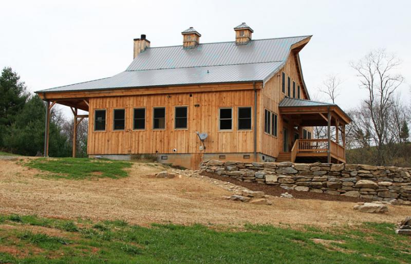 24x40 Ponderosa Country Barn Home with 12 & 15ft Lean-tos and Wooden Cupolas