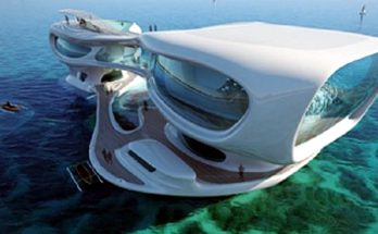 A floating modern mansion