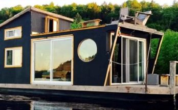 This is a tiny houseboat, but has everything!