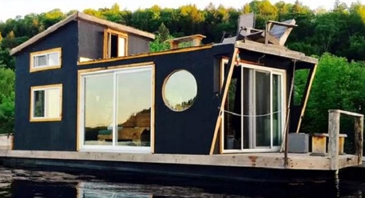 This is a tiny houseboat, but has everything!